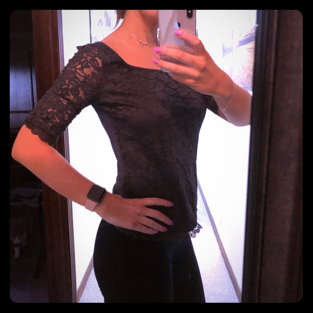 American Eagle Small Grey Lace Top